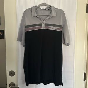Travis Mathew Heater Grand Prize Polo XXL, grey, black, maroon